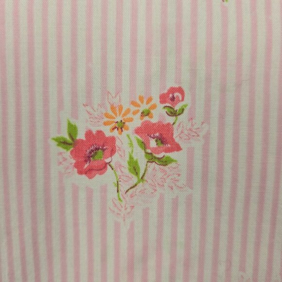 Vintage Cannon Monticello Floral Pillowcase Striped Pink White Cottagecore Lace - Picture 6 of 12